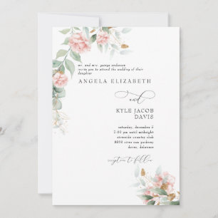 Convite Rosas Cor-de-Rosa Eucalipto Noiva Pais Casamento