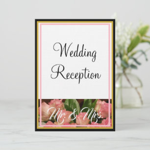 Convite Rosas Cor-de-rosa Monograma Casamento Sr. e Sra.