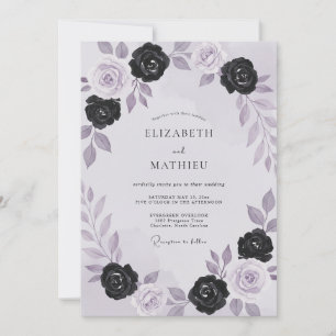 Convite Rosas de Ámbar Preto Casamento
