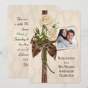 Convite Rosas de Aniversário de 40 Anos de Casamento