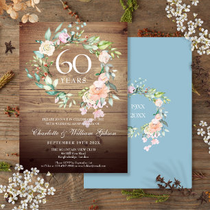 Convite Rosas de Aniversário de 60 Anos de Casamento em Ma
