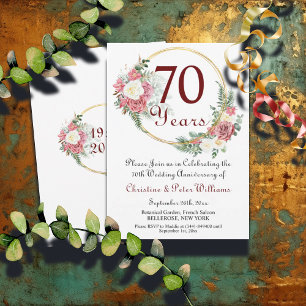 Convite Rosas de Aniversário do Casamento de Platinum 70