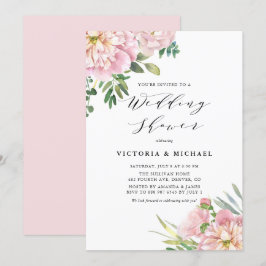 Convite Rosas de Aquarela Cor-de-Água Rosa Brilhantes Chá 