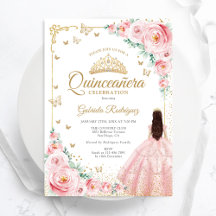 Rosas de Aquarela Cor-de-Lobra Dourada Quinceanera