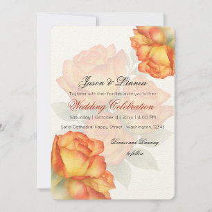 Convite Rosas de Aquarela Elegantes Pastel Pétalas