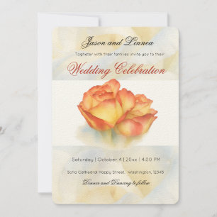 Convite Rosas de Aquarela Elegantes Pastel Pétalas