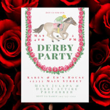 Rosas de aquarela Jockey com Horse Derby