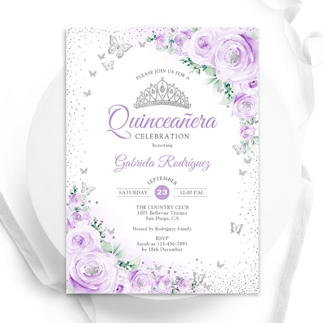 Convite Rosas de Aquarela Puros Quinceanera (Criador carregado)