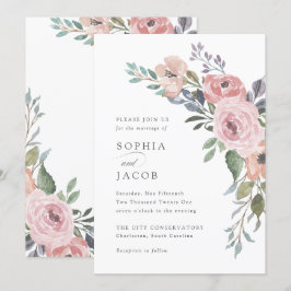 Convite Rosas de aquarela sutil | Casamento