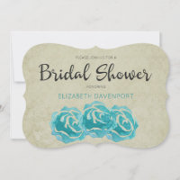 Rosas De Aquarela Teal No Chá de panela De Damasco