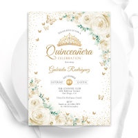 Rosas de Aquarelas Cream Dourado Quinceanera Flora