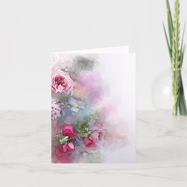 Convite Rosas de Aquarelas Personalizadas Flores Modernas  (Frente)