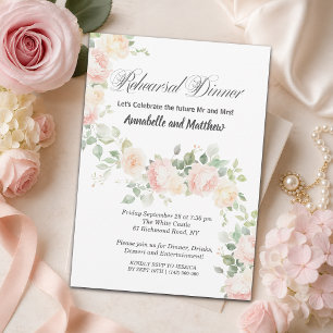 Convite Rosas de Beijo Suave Jantar de Ensaios Casamento