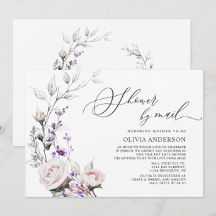 Convite Rosas de Blush de Cores de Água Chá de fraldas V