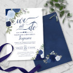 Convite Rosas De Boho Azul Elegantes Ainda Fazemos Renovaç<br><div class="desc">Este belo convite para renovação de promessas de casamento apresenta um design bócio rústico com rosas de cor d'água pintados à mão em tons de azul empoeirado, marinho e índigo. O texto diz "nós ainda fazemos" e é escrito em elegante escrita caligrafia. É uma maneira bonita de convidar seus amigos...</div>