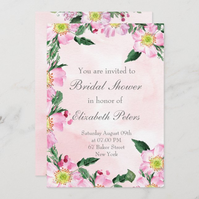 Convite Rosas de cães no Chá de panela rosa (Frente/Verso)