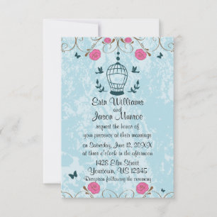 Convite Rosas de Casamento de Aves da Bird