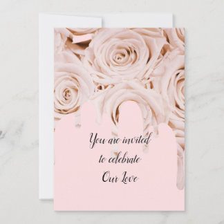 Convite Rosas de casamento pingam texto elegante para cali