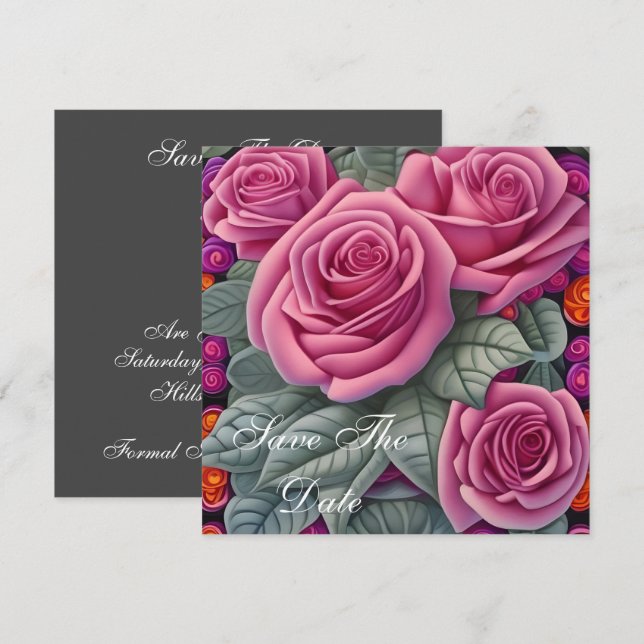 Convite Rosas de casamento rosa pastel delicado (Frente/Verso)