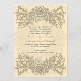 Convite Rosas de creme antigos que Wedding