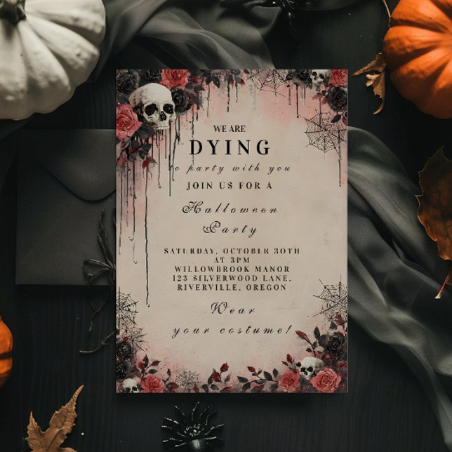 Convite Rosas de Crimson Halloween Noite (Criador carregado)