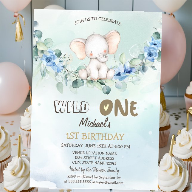 Convite Rosas de Elefante de Aquarela Deixam 1rua (Criador carregado)