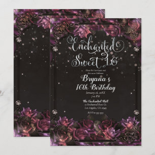 Convite Rosas de Frutas Encantadas Floral Escuro Doce Fest