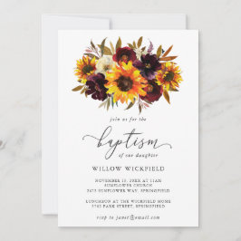 Convite Rosas de girassol Batismo Roxo Roxo Roxo