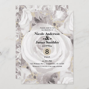 Convite Rosas de inverno Russos Brancos Casamento Kraft