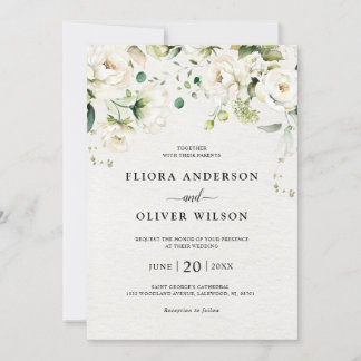 Convite Rosas de Ivory Floral Casamento Botânico