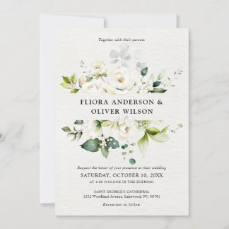 Convite Rosas de Ivory Floral Casamento Botânico