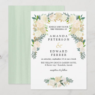 Convite Rosas de Ivory Floral Casamento Garland