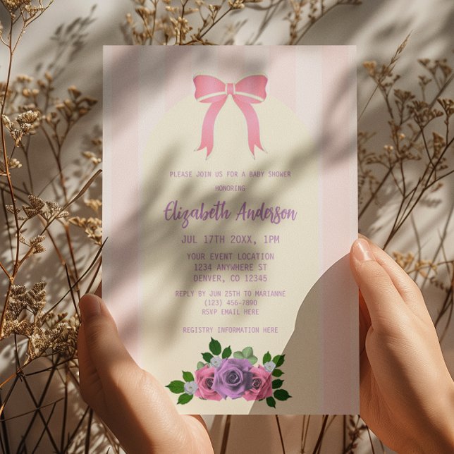 Convite Rosas de jardim Chá de fraldas rosa (Criador carregado)