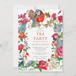 Convite Rosas de jardim secretos e chá de fraldas de inset