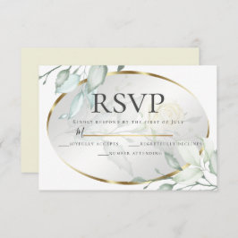 Convite Rosas de marfim amarelo pálido RSVP de Casamento