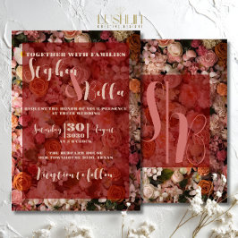 Convite Rosas de Outono Casamento Floral Elegante