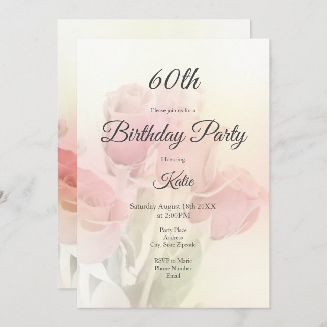 Convite Rosas de pasta mole 2 (Frente/Verso)