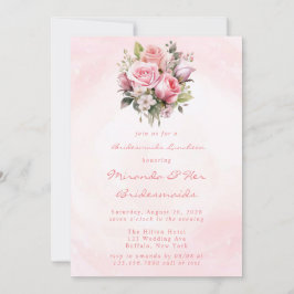 Convite Rosas de Pastel de Aquarela