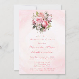 Convite Rosas de Pastel de Aquarela