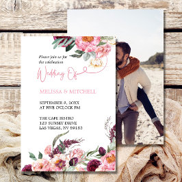 Convite Rosas de Peony Rosa Rosa Burgundy Foto Boho Blush