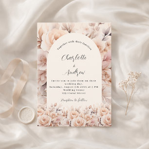 Convite Rosas de pêssego de creme florais arco casamento e