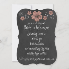 Convite Rosas de pêssego selvagens Chalkboard Bridal