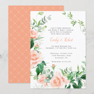 Convite Rosas de Pêssego Vintage Casamento de Latice Bran