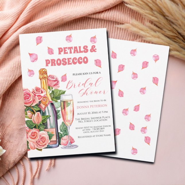 Convite Rosas de Petais e de Garrafas Prosecco (Criador carregado)