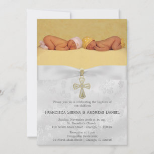 Convite Rosas de prata batismo com foto