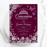 Rosas de Prata Borboletas Quinceanera