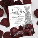 Convite Rosas de Prata Burgundy 50ª Festa de aniversário<br><div class="desc">Rosas Silver Dress Burgundy 50º Convite de aniversário Ver coleção correspondente em Niche e Nest Store Muitos obrigados</div>