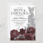 Convite Rosas de Prata Burgundy 60ª Festa de aniversário<br><div class="desc">Rosas Silver Dress Burgundy 60º Convite de aniversário Ver coleção correspondente em Niche e Nest Store Muitos obrigados</div>