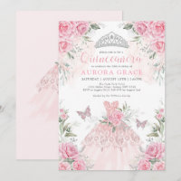 Rosas de prata rosa Princesa Coroa Quinceañera