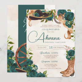 Convite Rosas de Quinceanera Vintage Charro Ocidental